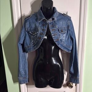 Miss LiLi Blue Y2K Vintage Cropped Bolero Powerpuff Girls Jean Jacket Size L